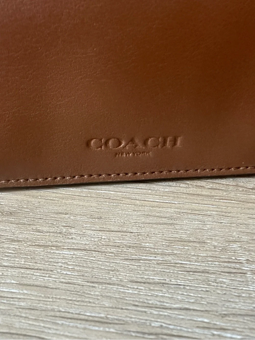 Coach Long Brown Leather Zip Pouch with Gold Hardware